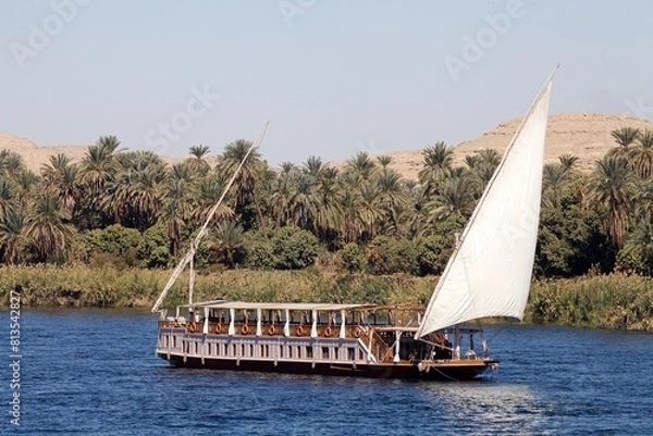 Fototapeta Nile cruises by dahabeah along the Nile river between Luxor and Aswan, Egypt