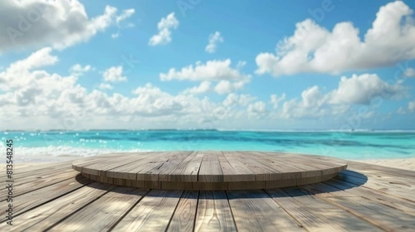 Obraz Picture behind the wooden platform with the beach.