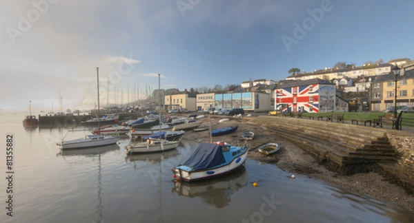 Obraz Boats Moored on the River Tamar in Saltash, Cornwall.