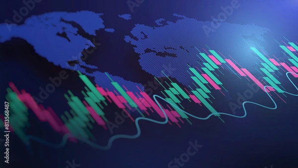 Obraz Global Market Rise Depicted on Dotted World Map Background