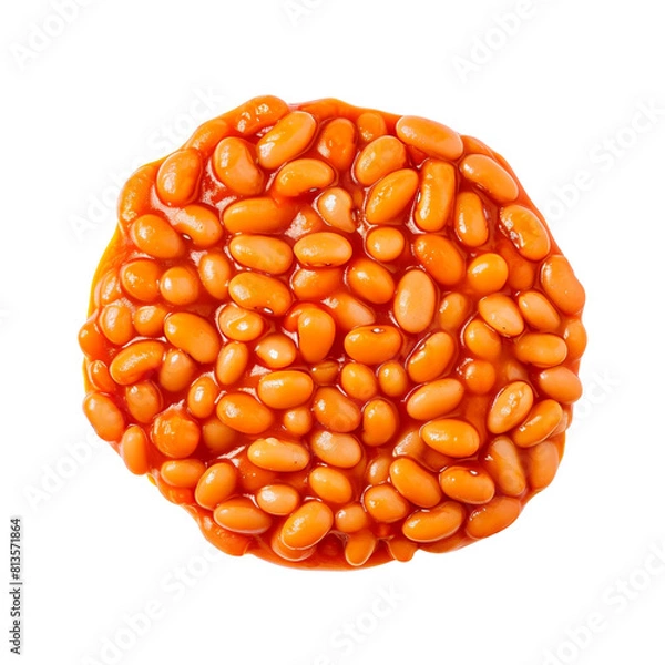 Fototapeta A top view of baked beans in tomato sauce isolated on transparent or white background, png