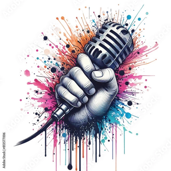 Fototapeta hand with microphone