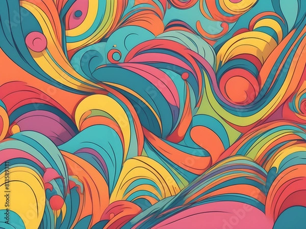 Obraz Abstract surreal spiral colorful background pattern, Generative AI