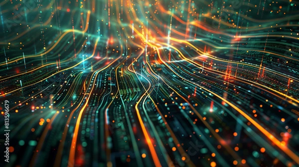 Fototapeta Digital technological light connect operations abstract backdround