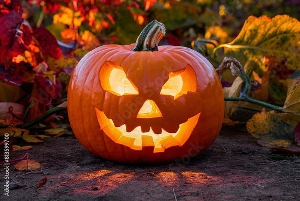 Obraz Autumn background of the fruits of a bright orange pumpkin