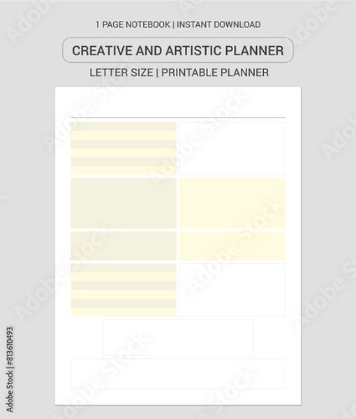 Obraz Creative and Artistic Planner Notes | Creative and Artistic Planner Notebook |Creative and Artistic Planner Workbook | Creative and Artistic Planner Log Book | Notebook Printable Planner | Letter Size