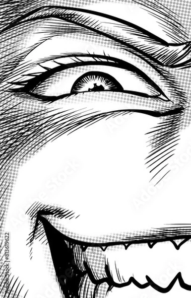 Fototapeta 見下す顔のアップイラスト