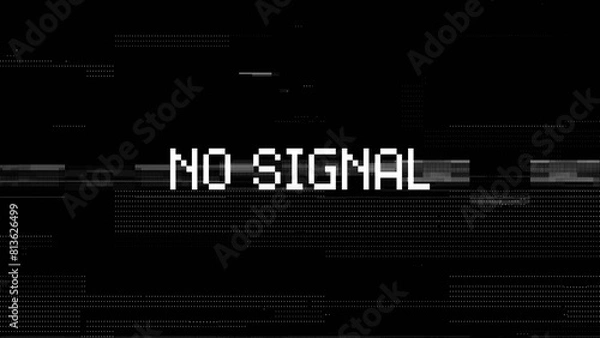 Fototapeta Glitch noise static television or VHS VFX. Tv screen interference distortion effect. Vintage background or glitch transition effect for video editing. Old damaged noisy stripes effect