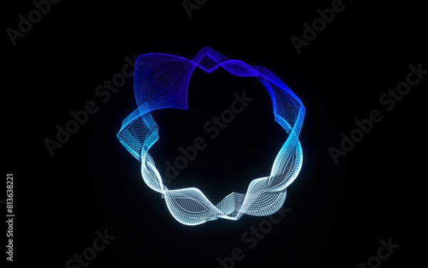 Fototapeta Futuristic colorful sphere of lines. Network connection big data. Abstract technology background. Place for text. 3d rendering.