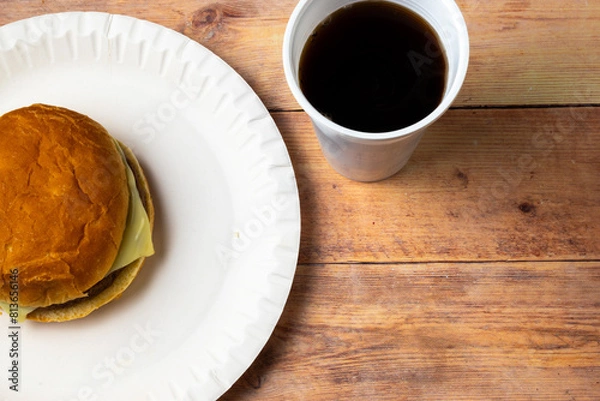 Fototapeta hamburger on a paper plate