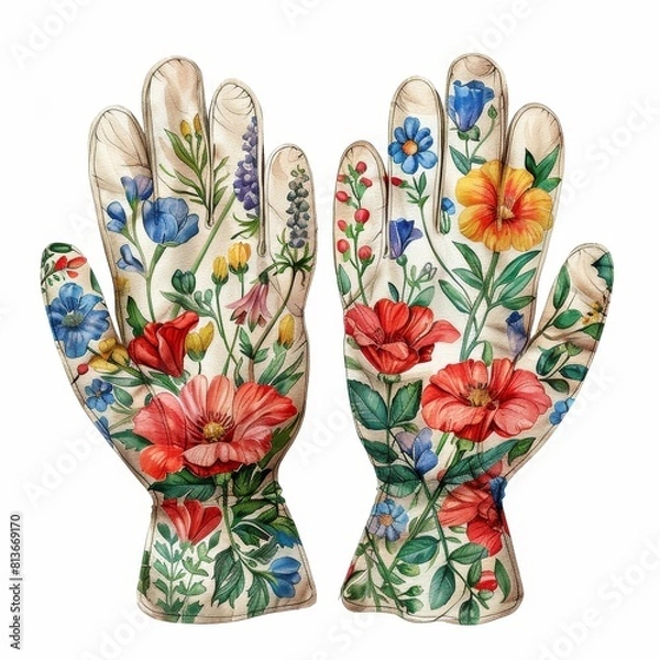 Fototapeta Two hands with a floral design on them