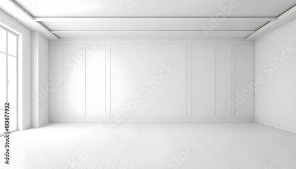 Fototapeta A room with white walls and a window, devoid of furniture or decoration