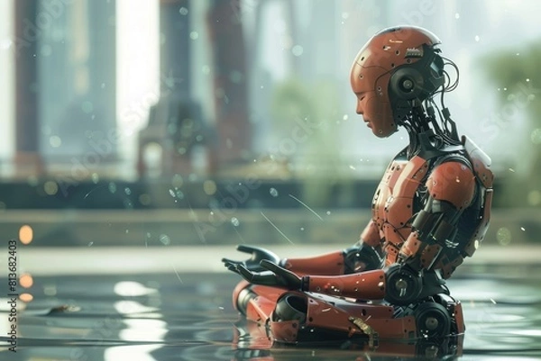 Fototapeta Cybernetic Vision: Close-Up of a Woman with Futuristic Augmented Reality Interface