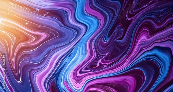 Fototapeta Dynamic Swirls of Vivid Acrylic Liquid Paint Textures: Bold Hues and Emotional Abstract an artwork created with generative AI tools