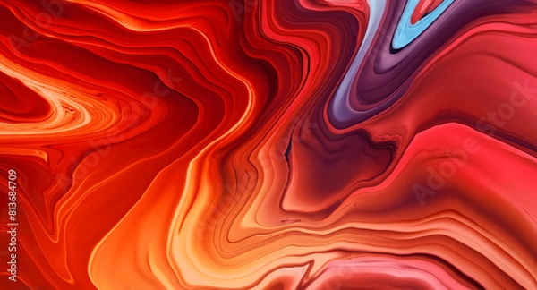Fototapeta Dynamic Swirls of Vivid Acrylic Liquid Paint Textures: Bold Hues and Emotional Abstract an artwork created with generative AI tools