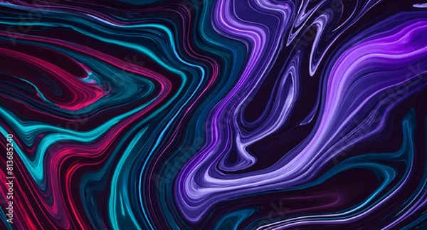 Fototapeta Dynamic Swirls of Vivid Acrylic Liquid Paint Textures: Bold Hues and Emotional Abstract an artwork created with generative AI tools