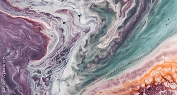 Fototapeta Dynamic Swirls of Vivid Acrylic Liquid Paint Textures: Bold Hues and Emotional Abstract an artwork created with generative AI tools