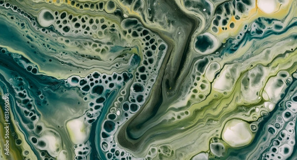 Fototapeta Dynamic Swirls of Vivid Acrylic Liquid Paint Textures: Bold Hues and Emotional Abstract an artwork created with generative AI tools