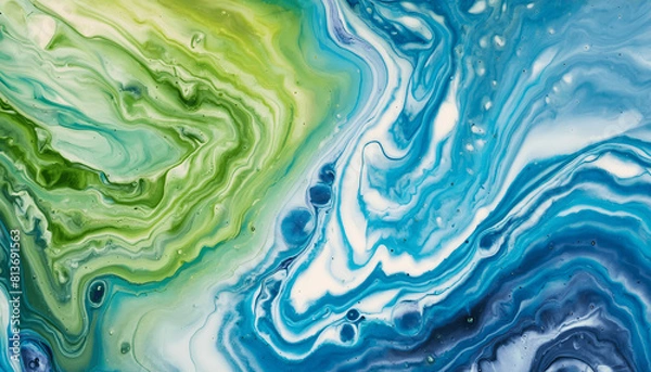 Fototapeta Dynamic Swirls of Vivid Acrylic Liquid Paint Textures: Bold Hues and Emotional Abstract an artwork created with generative AI tools