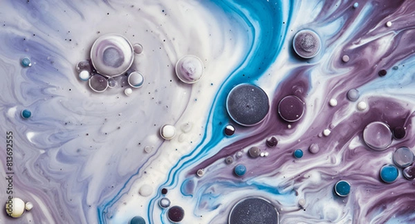 Fototapeta Dynamic Swirls of Vivid Acrylic Liquid Paint Textures: Bold Hues and Emotional Abstract an artwork created with generative AI tools