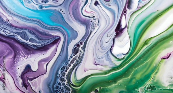 Fototapeta Dynamic Swirls of Vivid Acrylic Liquid Paint Textures: Bold Hues and Emotional Abstract an artwork created with generative AI tools