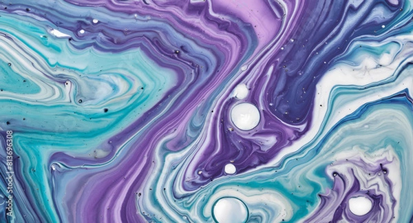 Fototapeta Dynamic Swirls of Vivid Acrylic Liquid Paint Textures: Bold Hues and Emotional Abstract an artwork created with generative AI tools
