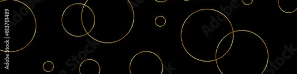 Obraz Abstract black background with gold circles. Modern dark vector texture.