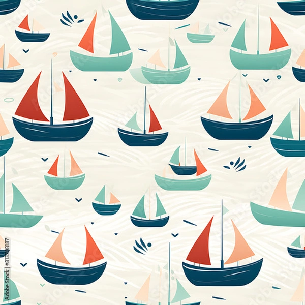 Fototapeta Boat seamless pattern, beautiful modern graphics can be used in a variety of designs.