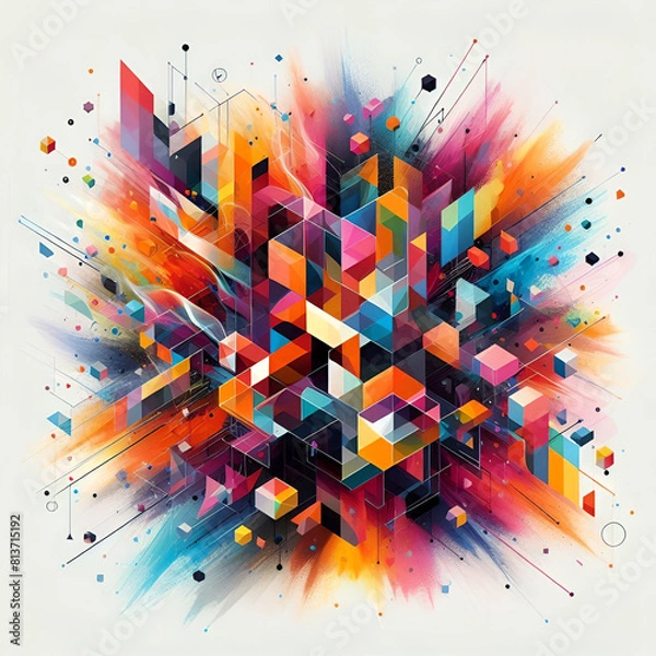 Obraz Une explosion de couleurs vibrantes et de formes géométriques abstraites, créant un tableau visuel dynamique et captivant
