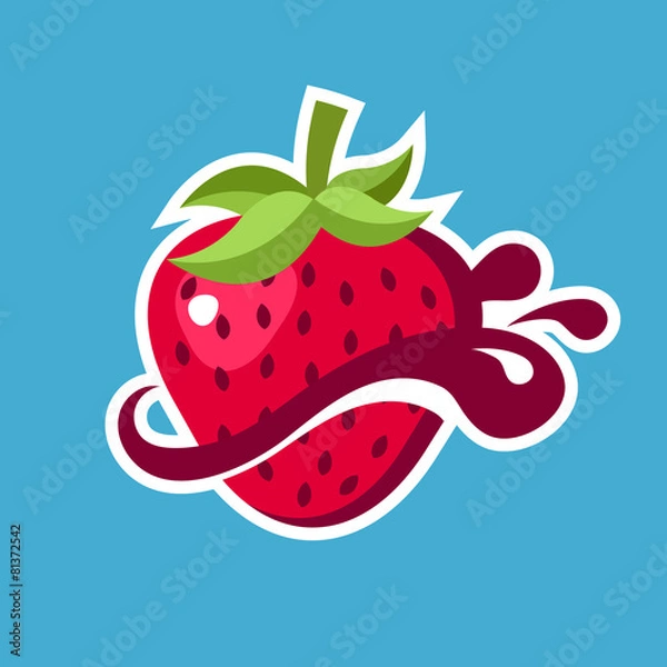 Obraz Strawberry logo icon with splash element