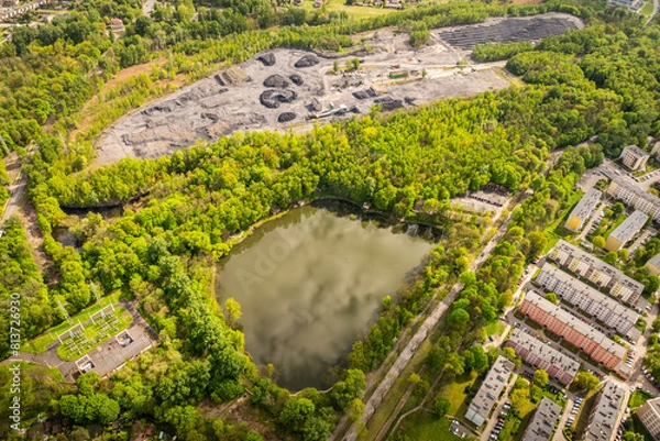 Fototapeta reclamation of post-mining areas, photovoltaics and lakes