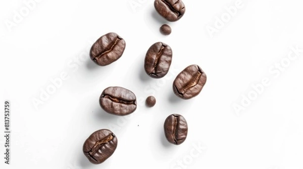 Obraz Top view coffee beans isolated on white background artificial intelligence