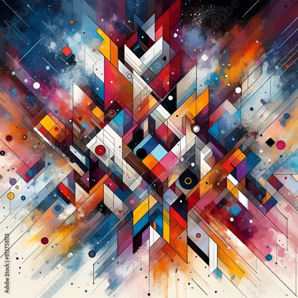 Obraz Une explosion de couleurs vibrantes et de formes géométriques abstraites, créant un tableau visuel dynamique et captivant