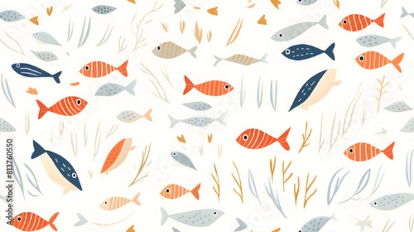 Fototapeta fish and nursery decor pattern poster background