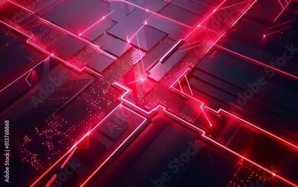Fototapeta 3D glowing red techno abstract background overlap layer on dark space with letter x effect decoration. Modern graphic design element future style concept for very beautiful banner, flyer, card, or bro