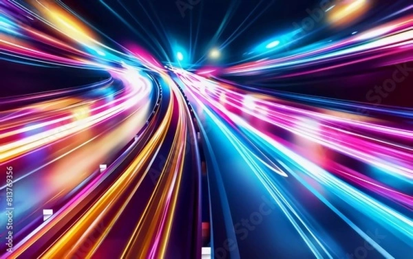 Fototapeta Light Trails, Long Time Exposure Motion Blur Effect. Very beautiful Vector Illustration