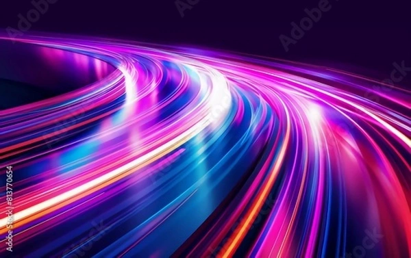 Fototapeta Light Trails, Long Time Exposure Motion Blur Effect. Very beautiful Vector Illustration