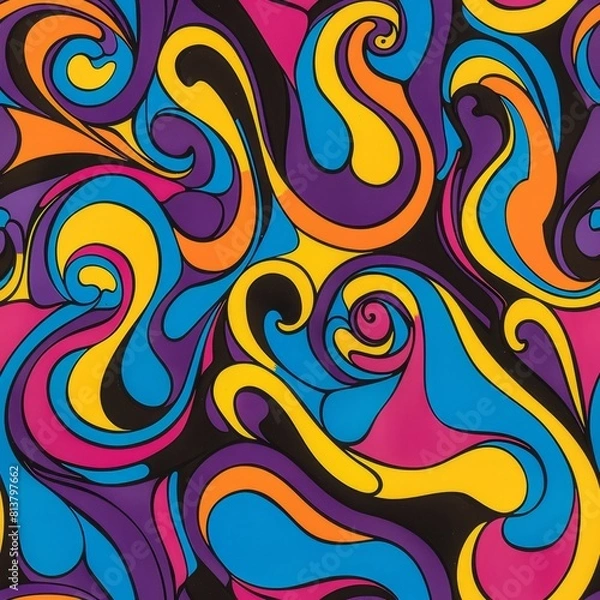 Fototapeta Vibrant Psychedelic Swirl Pattern in Bold Colors