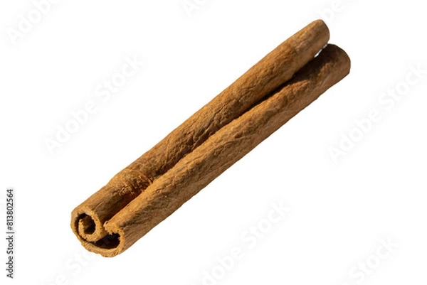 Fototapeta Cynamon cały, przyprawa na białym tle. Zdjęcie z bliska,