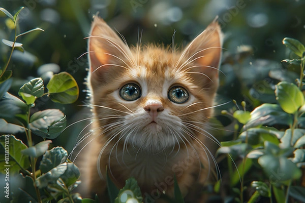 Fototapeta An elegant and majestic cat posing gracefully, showcasing its natural beauty and charming demeanor.