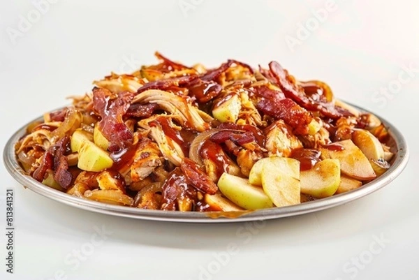 Obraz Savory Adirondack Bacon BBQ Chicken with Sautéed Apples and Onions