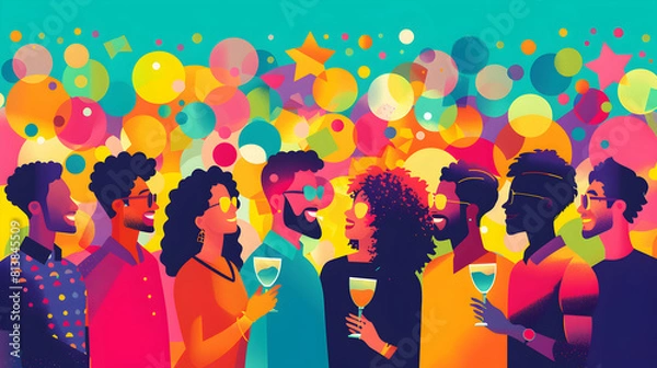 Fototapeta Networking Mixer for LGBTQ Professionals and Allies: Connecting, Sharing Ideas, and Fostering Growth   Flat Design Icon Concept on Adobe Stock