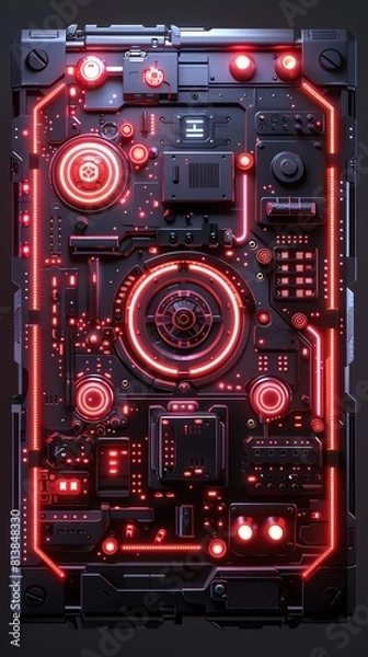 Fototapeta Laptop guard tool front view laptop with advanced protection futuristic tone Complementary Color Scheme