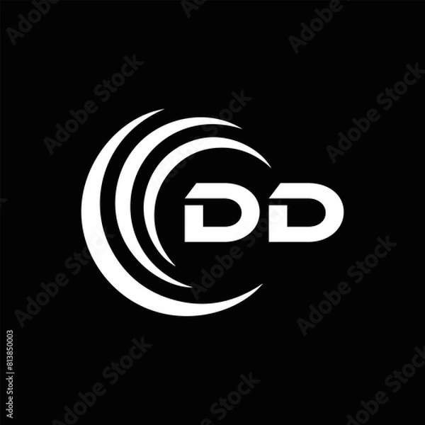 Obraz DD logo. D D design. White DD letter. DD, D D letter logo design. Initial letter DD linked circle uppercase monogram logo. golden logo