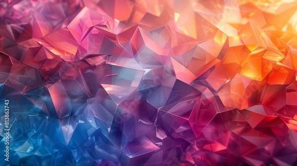 Fototapeta Colorful abstract background with overlapping layers of bright and bold colors, illuminated by a powerful light source