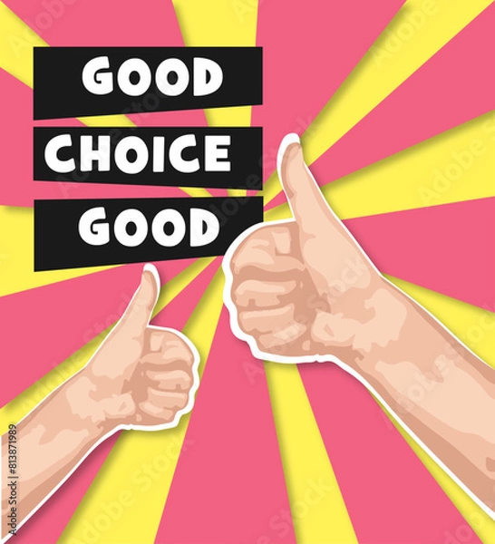 Obraz pop art comic hand like good choice speech bubble explosion vector illustration