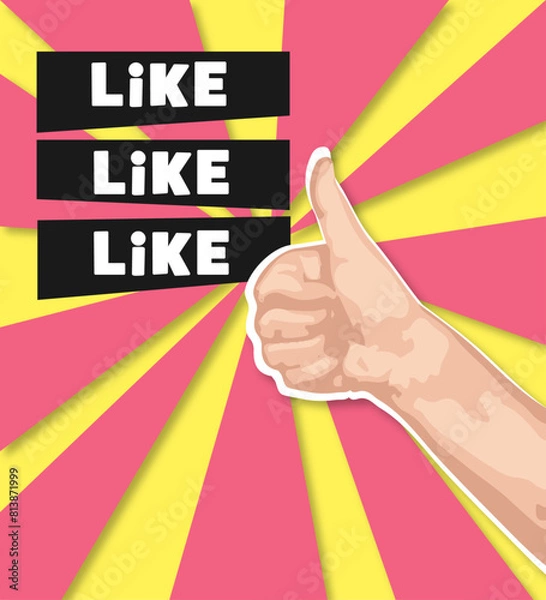 Obraz pop art comic hand like speech bubble explosion vector illustration