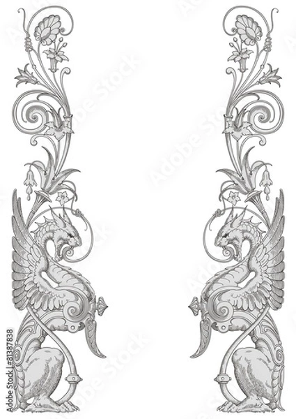 Obraz Dragons Frame Vector