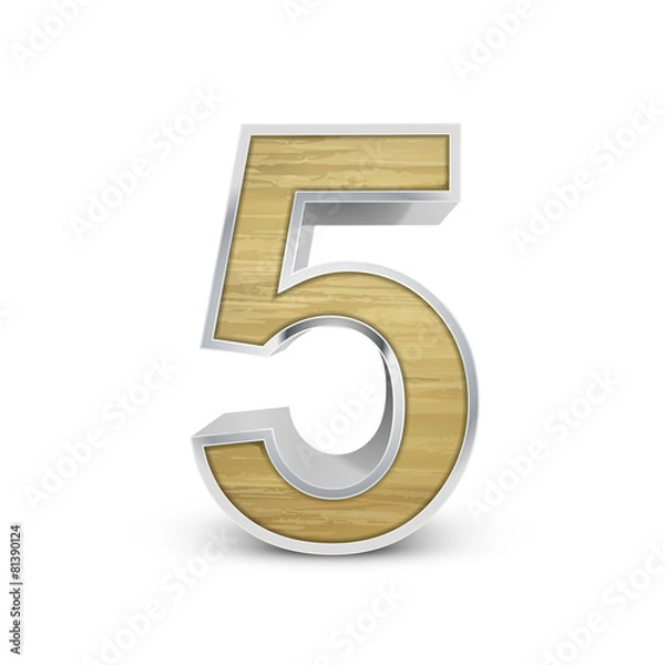 Fototapeta 3d attractive wooden number 5