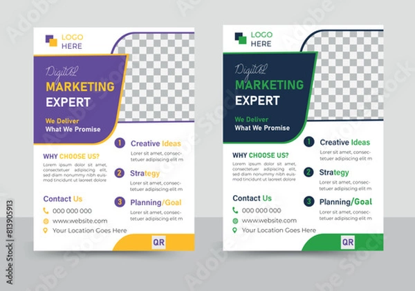 Obraz Business flyer, brochure design, magazine or flier mockup  flyer in A4 size.	